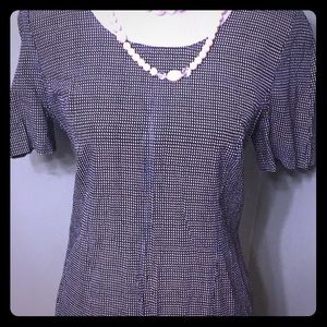 Office black and white dotted short sleeve dress